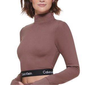 Calvin Klein Mock neck performance crop jacket with half zipper closure in back